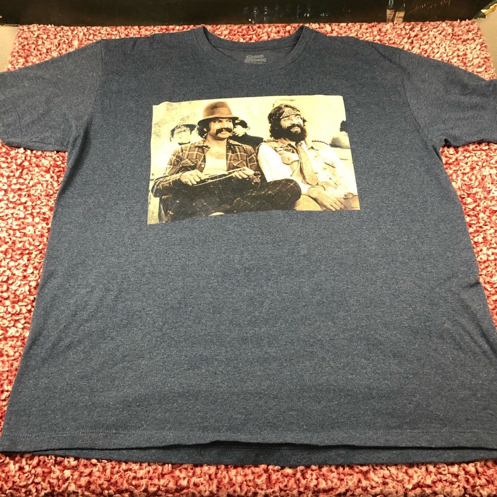 Preowned Cheech and Chong photo graphic t-shirt adult dark heather gray